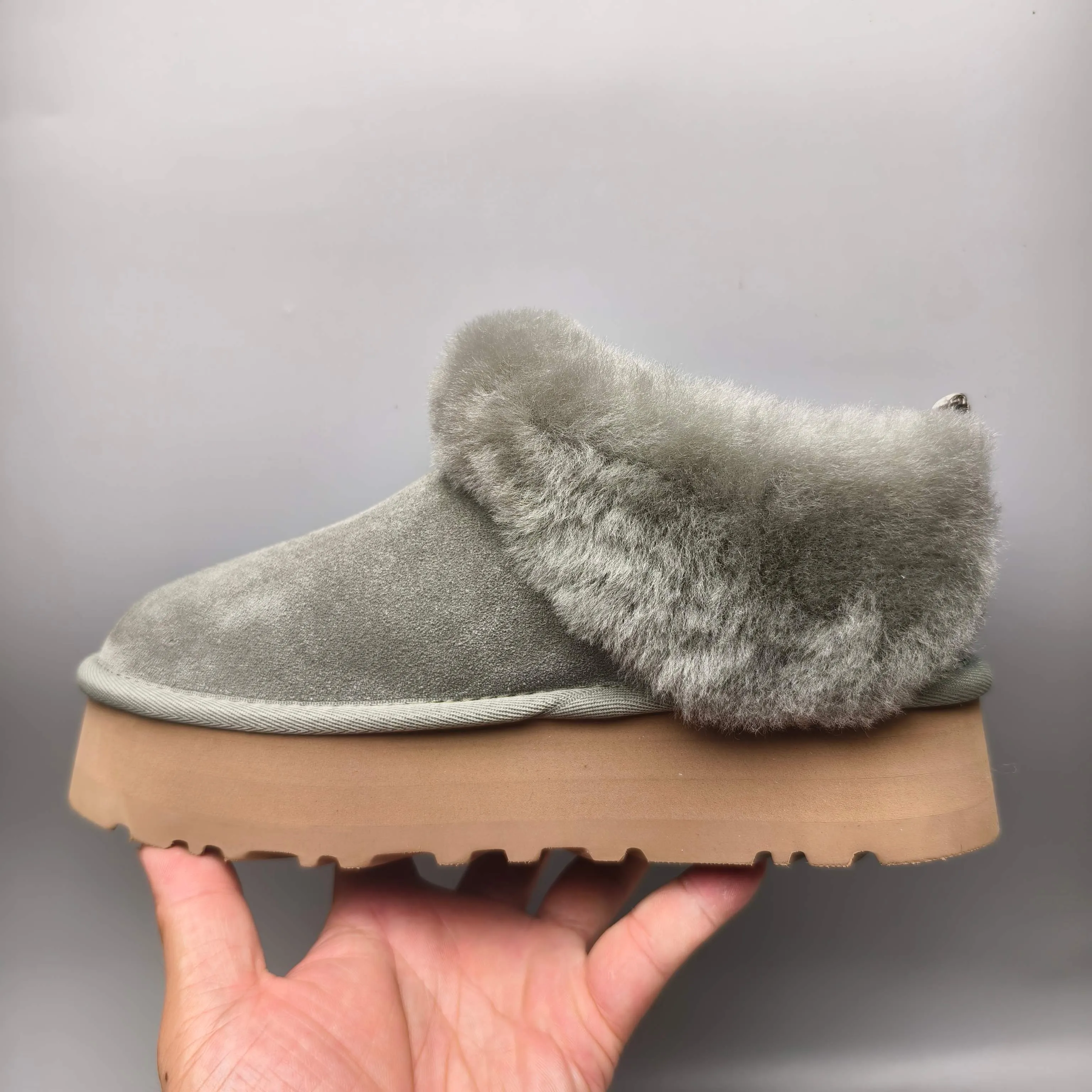 💰480 UGG sheepskin all-in-one snow boots 1393 Thick-soled suede style slip-on slip-ons Color: maroon green sand pink Matching size: 35-40